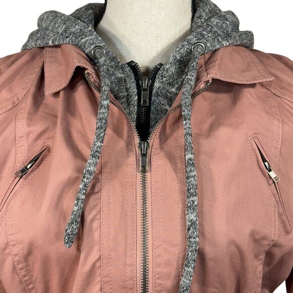 Love Tree Medium Utility Jacket Full-Zip Hooded Pockets Drawstring Rose Pink New - Picture 3 of 11